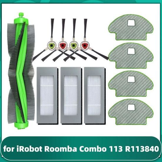Brosse LatéRale Principale Hepa Filtre Vadrouille Chiffons de Remplacement  pour IRobot Roomba Combo R113840 Robot Aspirateur PièCes
