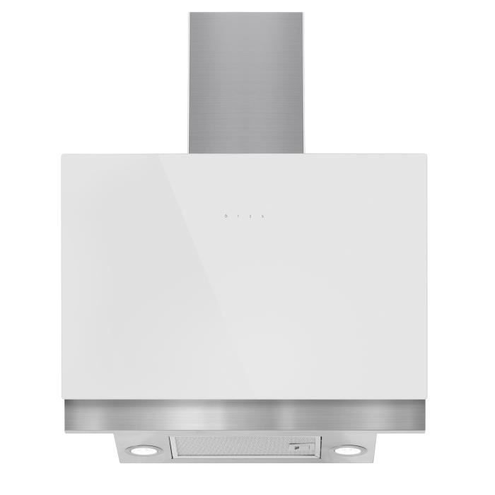 AMSTA - AMHIV60FAJW - Hotte inclinée - 60 cm - Témoin changement de filtre - Evacuation ou recyclage - 650m³ - Classe B
