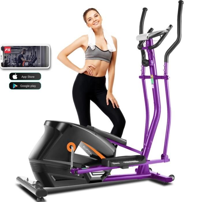 Vélo elliptique magnétique à résistance de 10 niveaux avec moniteur LCD et volant magnétique de 6KG Charge 180 kg gris