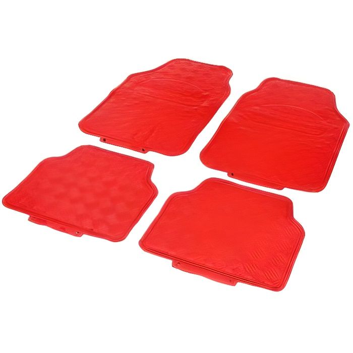 Tapis Auto - CAOUTCHOUC 2 avts+2 arrieres Tuning metallise Rouge Universel