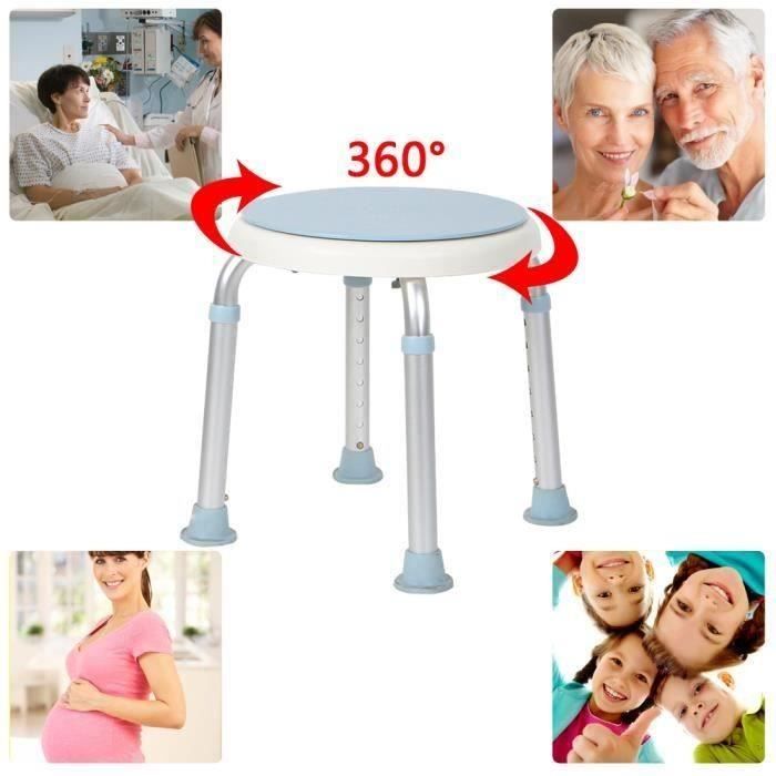 Tabouret De Douche à Hauteur Réglable / Chaise De Bain Siège De Douche Rotatif à 360 ° QIQI®