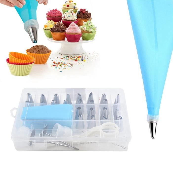 24PCS Poche à Douille Buse Sac à Pâtisserie Confiserie Dessert Ensemble Convertisseur De Pâtisserie Sac Buses Réutilisables Gâteau