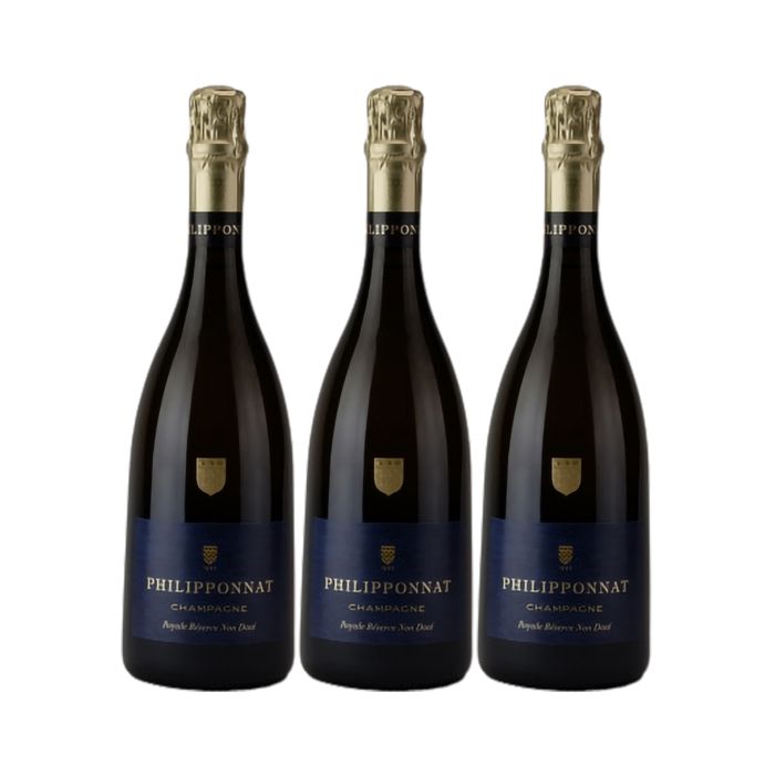 Champagne Royale Réserve non dosé Blanc - Lot de 3x75cl - Champagne Philipponnat - Cépages Pinot Noir, Chardonnay, Pinot Meunier