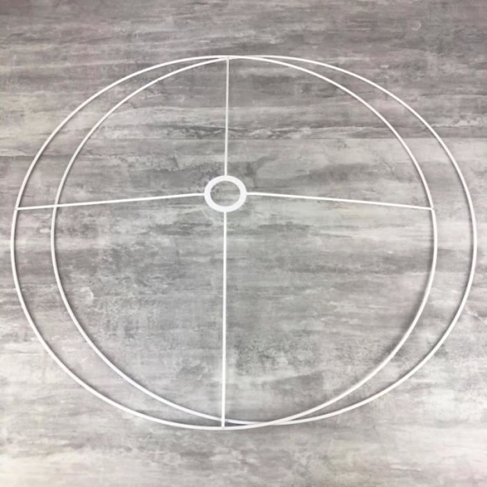 Set d'Ossature Diamètre 90cm pour abat-jour XXL, Anneaux ronds Epoxy blanc, pour douille diam 40mm E27 - Unique