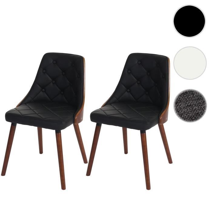 2x chaise de salle à manger Osijek, fauteuil, aspect noix, bois cintré ~ similicuir, noir