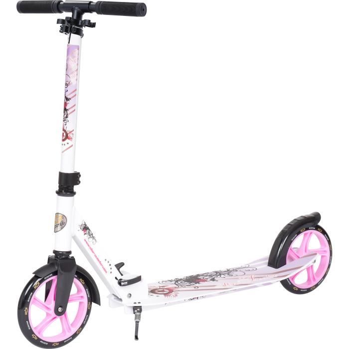 STAR-SCOOTER -Patinette-Trottinette - 205mm - pour enfants de 7 ans - Edition marchepied XXL - garçons et filles - Blanc & Lilas