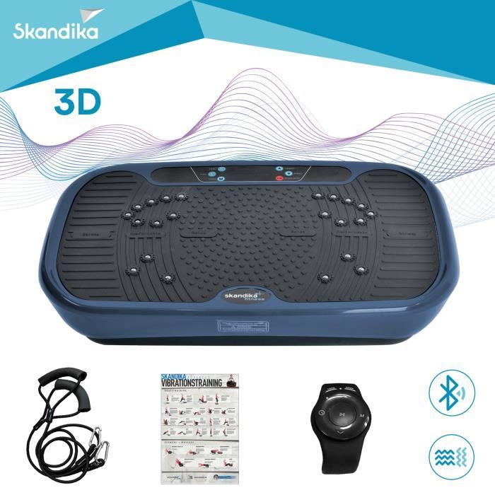 Skandika Plateforme vibrante oscillante V1 Twin Engine - Sangles d'entraînement - 2 Moteurs 200W - Télécommande au Poignet - Bleu