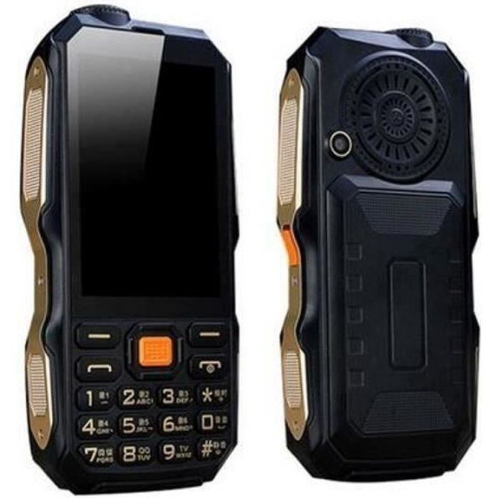 Téléphone Robuste, extérieur, téléphone Portable, 9800mAh Batterie 3 Pouces Ecran Digitales Noir