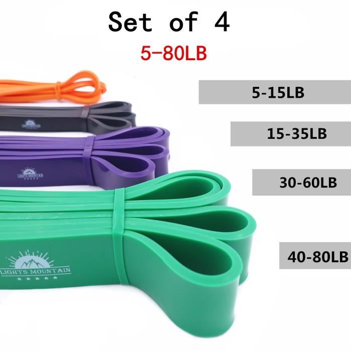 Bandes élastiques extensibles de bandes de résistance d'assistance pour l'entraînement d - Modèle: Set of 4 5-80LB - HSJSTLDA06786