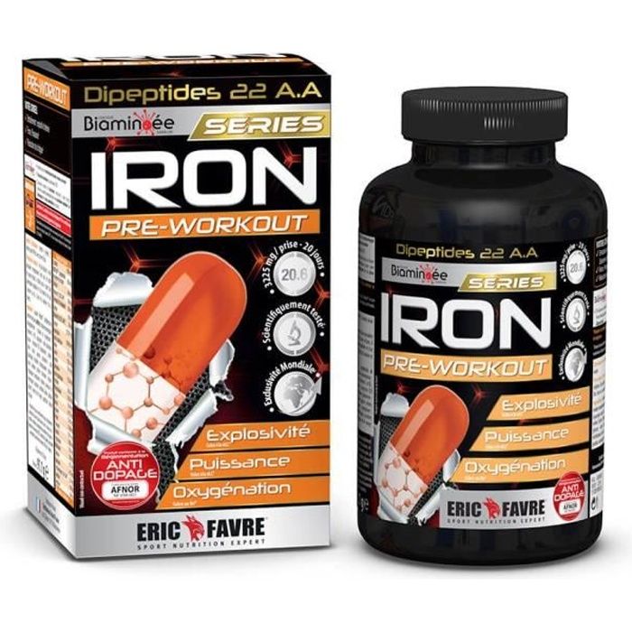 IRON PRE WORKOUT - Booster Musculation, Oxygénation du Sang - Bioaminoée® & L arginine - Laboratoire Français Eric Favre