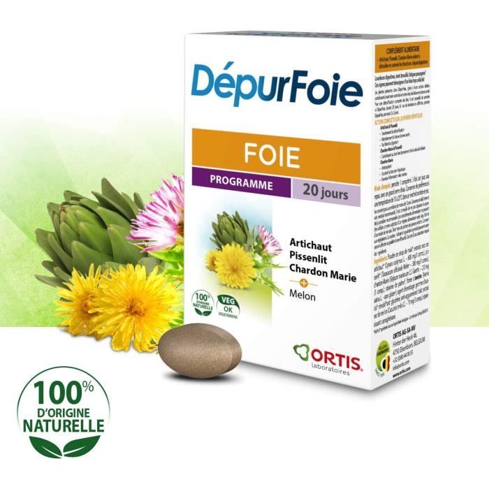 Compléments à base de plantes LABORATOIRES ORTIS – DEPURFOIE 60 COMP – Détoxifie, régénère et protège le Foie – grâce au 140507