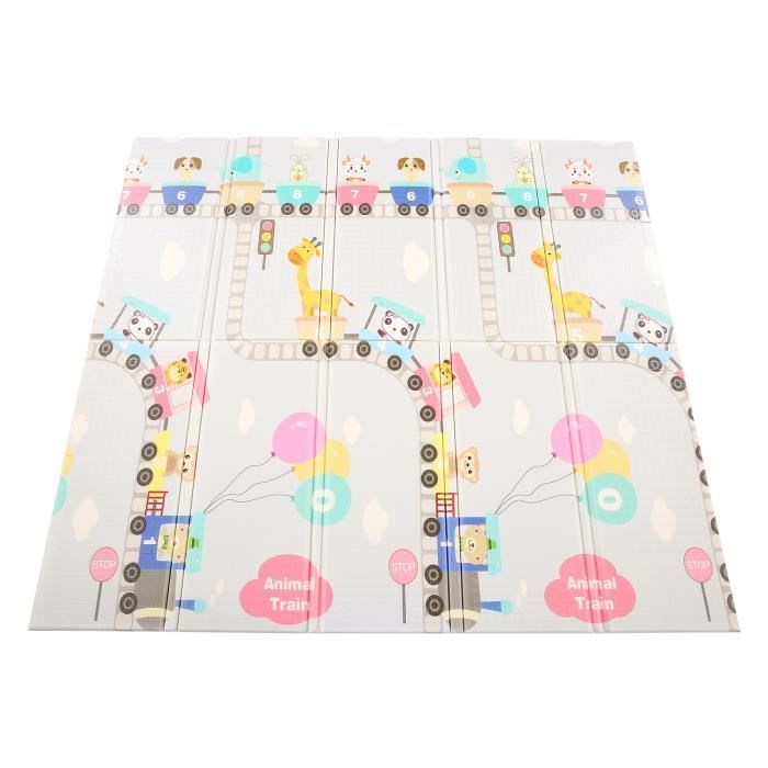Tapis de Jeu pour Bébé, Tapis d'eveil Pliable Imperméable Non Toxique pour Enfant, 200x180x1.5 cm Tapis avec l'Image des Animaux