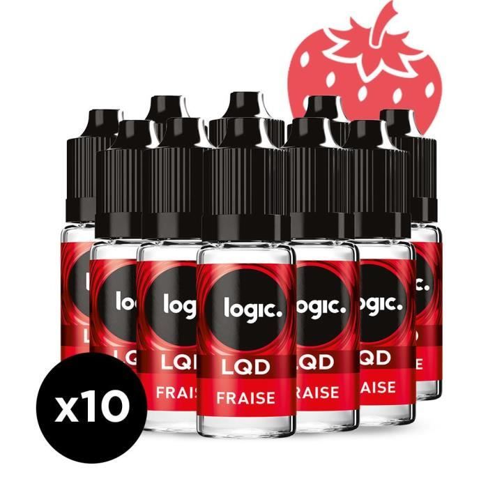 Logic LQD - Goût Fraise - 12 mg - 10 bouteilles d'e-liquide.