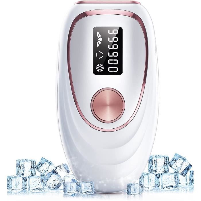 Épilateur Lumière Pulsée de Glace, 999,900 Flashs Épilateur Laser IPL Appareil Lumière Pulsee, 2 Modes 5 Niveaux pour Femme/Homme/Vi
