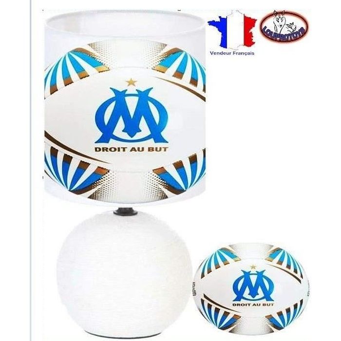 Lampe de chevet FOOT - BALLON DE L' OM MARSEILLE DROIT AU BUT - création artisanale N° 3