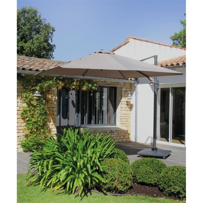 Parasol Déporté Alu 3X3 Taupe