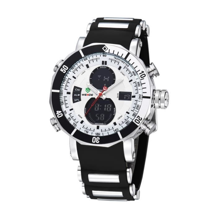 WEIDE WH-5203 Montre-bracelet de sport à affichage numérique avec quartz et à la date / semaine l'alarme acier MONTRE BRACELET