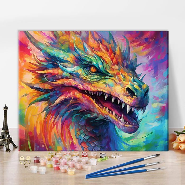 Bowetile Lune Et Chat Peinture Par Numéros Pour Adultes, Kit Paysage Peinture Numero Adulte Débutants Kit Toile Avec Chevalet En Bois, DIY Peinture Acrylique Pour Décoration 20x30cm