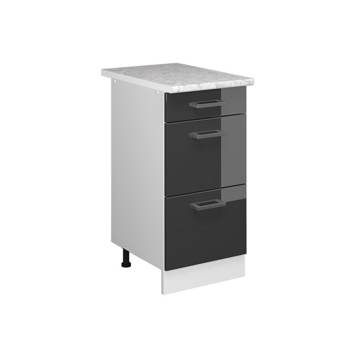 Meuble cuisine R-Line 40cm avec tiroirs PT Marbre Anthracite Haute brillance/Blanc Vicco 37732