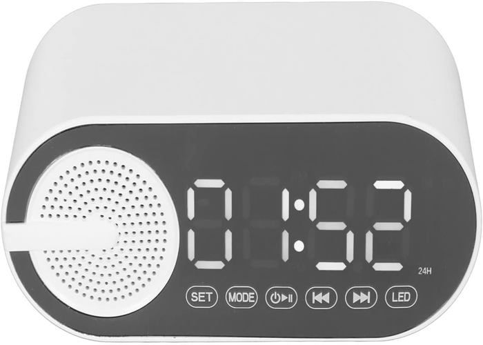 Réveil Bluetooth JM01 Haut-Parleur Portable Multifonction - Radio FM, Écran LED, Idéal Chambre à Coucher Et Bureau (Blanc)