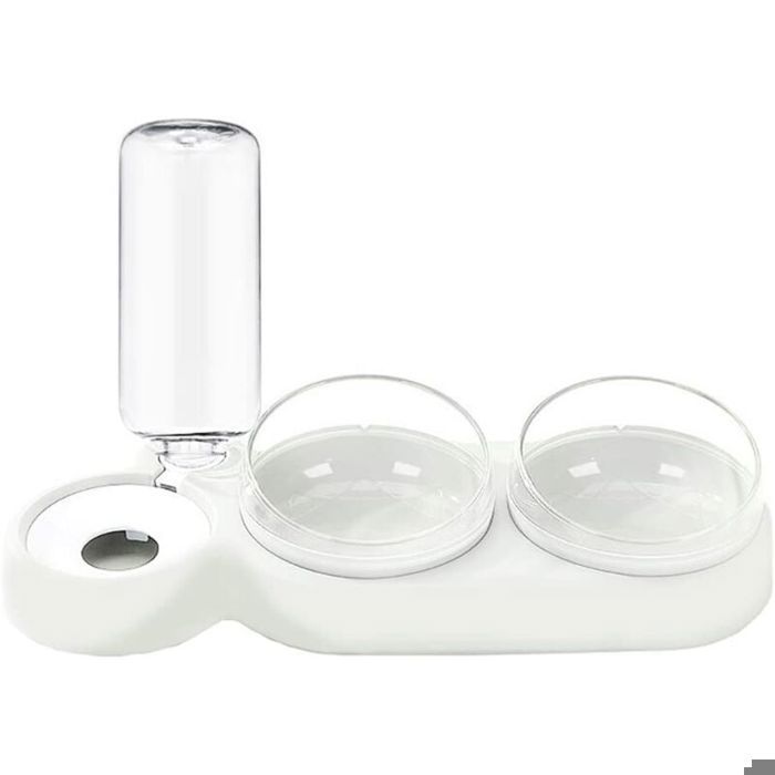 Comparer les prix de Mangeoire pour animaux de compagnie, bols doubles 2 en 1 avec gourde automatique, conception inclinée et rotative pour chats et