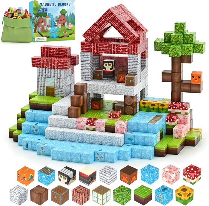 Blocs De Construction Magnétiques,100 Pièces 2cm Ensemble De Blocs Cubes Magnétiques Pour Construire De 3 à 10 Ans,Jouet Sensoriel - Jeux - Jouets
