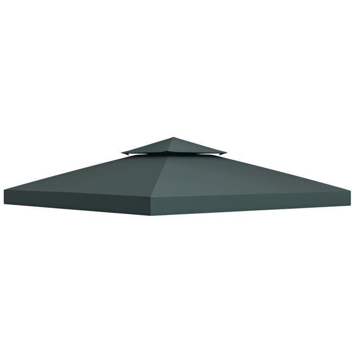 Toile de rechange pour pavillon - Outsunny - 3 x 3 m - polyester haute densité 180 g/m² - gris foncé