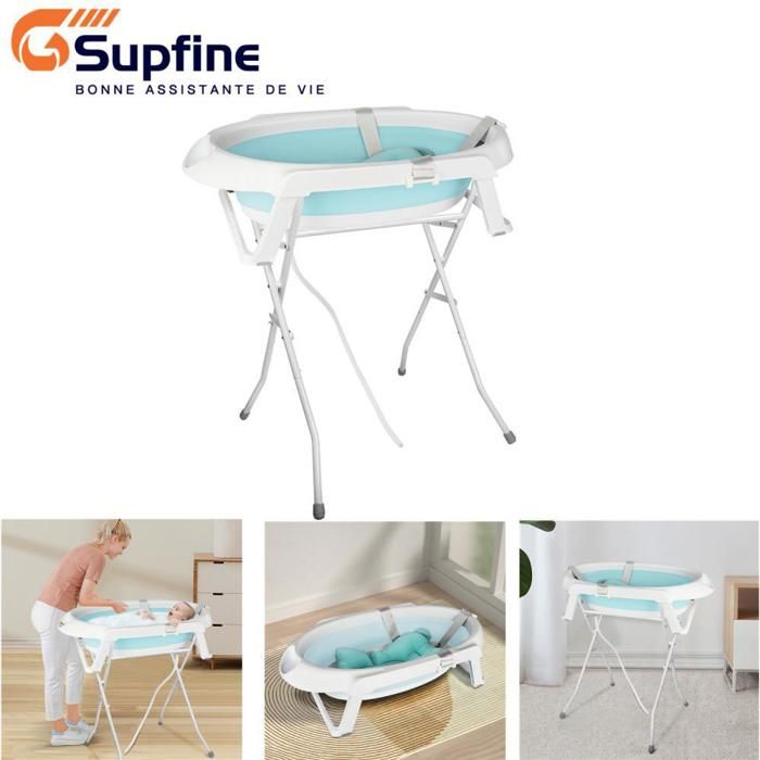 OHMG Baignoire bebe avec support 82cm,Baignoire pliable bébé transat de