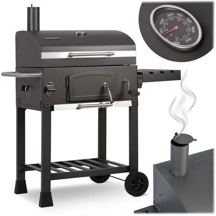 Barbecue au charbon de bois - JANSHOP - Berdsen BD-891 - Grille en fonte - Thermomètre intégré - Évent réglable