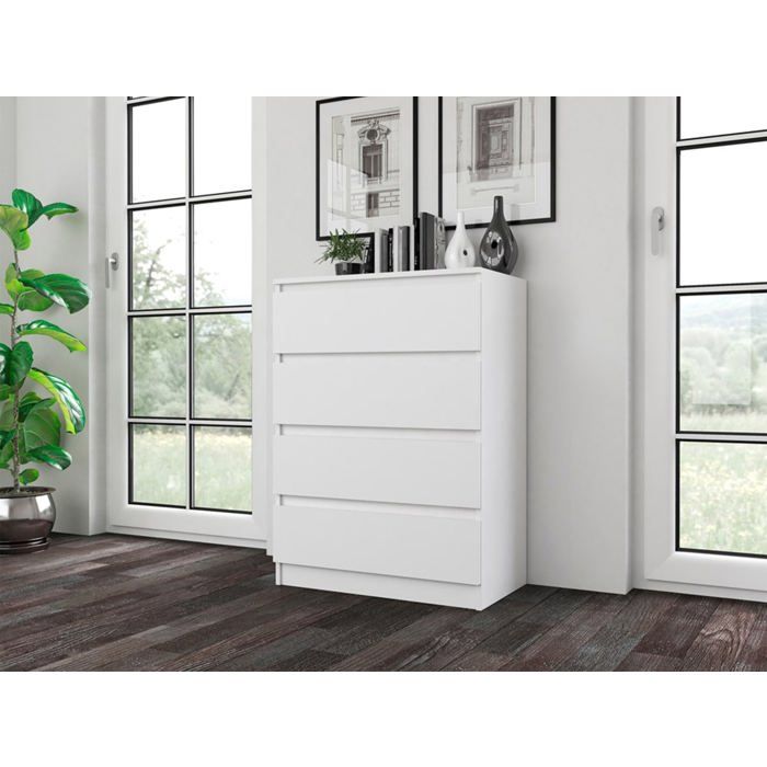 Commode à quatre tiroirs - MALWA - 70 cm - blanc