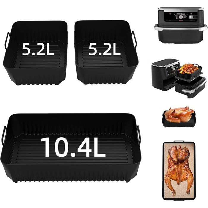 Accessoire Friteuse Sans Huile Lot De 3 Moules Silicone Pour Airfryer - Réutilisables, Résistants à 240°C, Pour Four Et Micro-ondes Moules Avec Rainures Airfryer