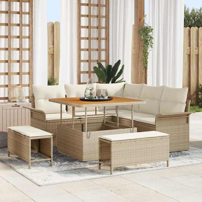 vidaXL Ensemble de canapé de jardin 8 pc Beige polyrotin 3362126