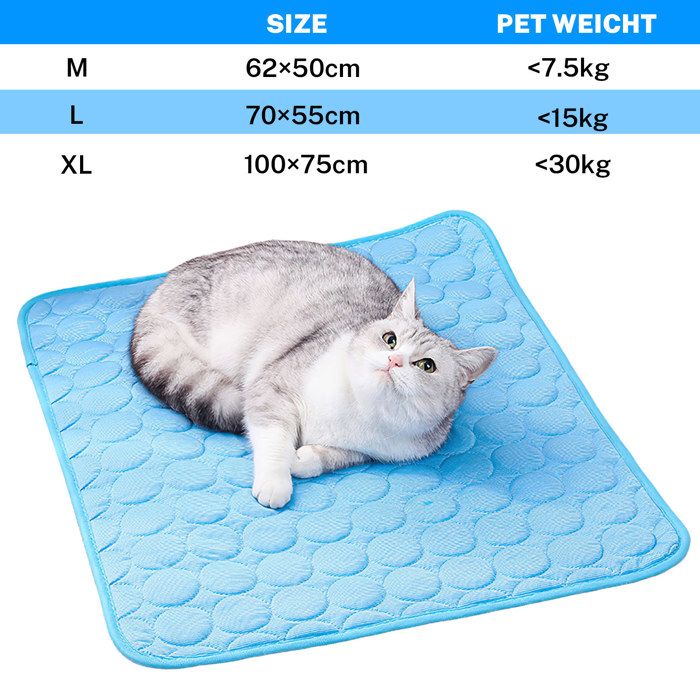 Comparer les prix de Tapis Rafraîchissant Chat Bleu XL 100x75cm Grand Tapis Auto-Refroidissant pour Chien Jusqu’à 30kg – Coussin Résistant Été Animaux