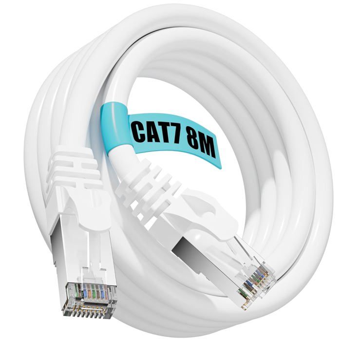 Cable Ethernet 30m, Cat 6 Cable RJ45 30m Blanc Câble Réseau Long Cable Internet Haut Débit
