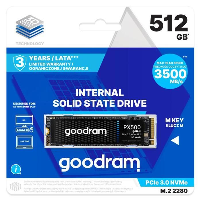 Ssd Goodram Px500 Gen.3 Pcie 3x4 1tb .2 2280 Retail - vue 10