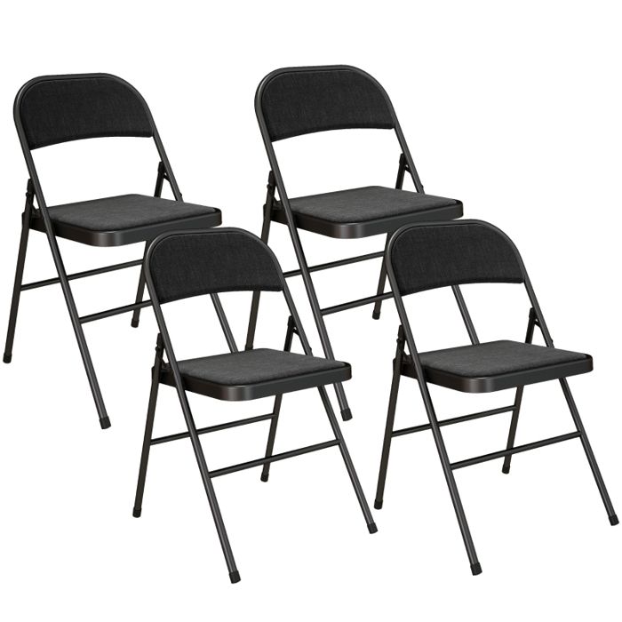 Lot de 4 chaises pliantes chaise de bureau portable avec coussin aspect lin pieds en acier chaise pliante pour bureau réceptio