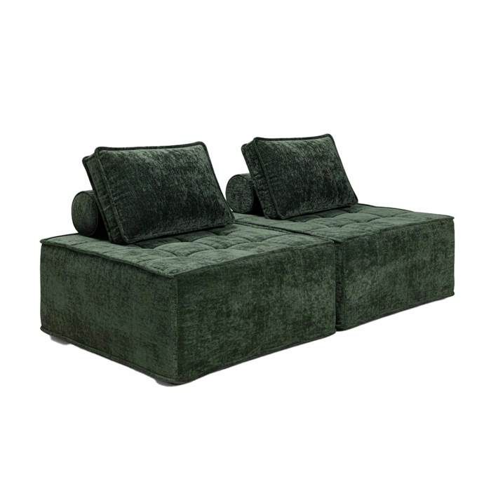 Lot de 2 fauteuils en tissu pour canapé modulable avec coussin vert Tiby Oviala Lot de 2 fauteuils en tissu pour canapé modulable avec coussin vert Tiby Oviala