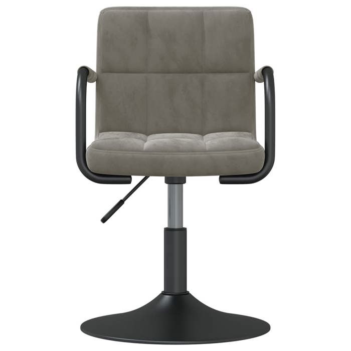 Chaise de salle à manger en velours - vidaXL - Gris clair - Acier noir - 48x47x(71-855) cm - Pivotement 360°