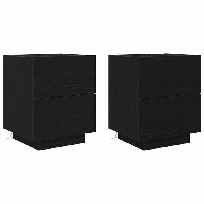 Table de chevet avec tiroir - GKO - Chêne noir - 45x40x55 cm - 2 pièces - Avec tiroir - Durable - Poids maximal 120 kg
