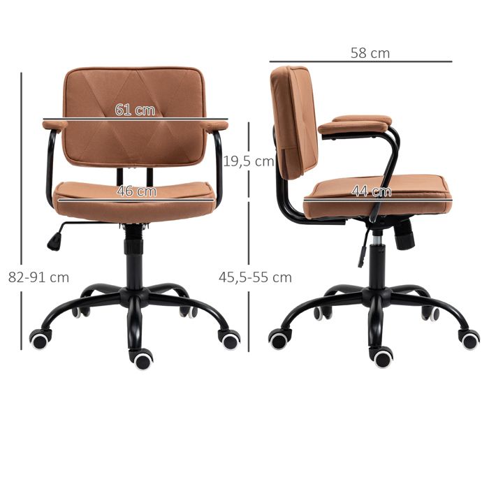 Vinsetto Fauteuil de bureau rétro réglable en hauteur Chaise de bureau avec fonction bascule jusquà 120 Kg pour Home Office & Burea