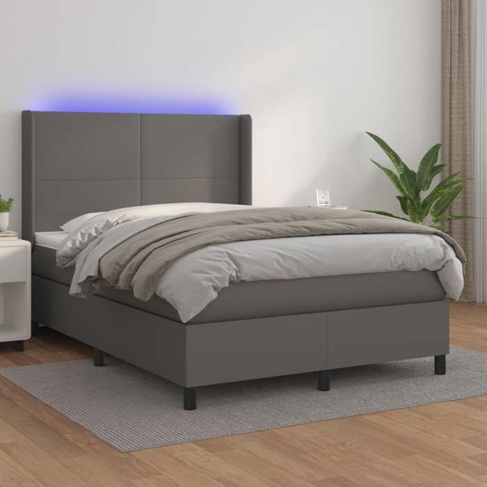 Maison Exclusive - Sommier à lattes de lit matelas LED Gris 140x200 cm Similicuir