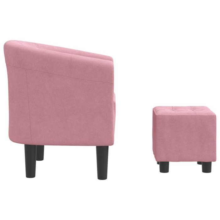 Rose CHAISE/FAUTEUIL - SARAZYJ - 70x56x68cm - Chaise cabriolet - avec repose-pied - rose - velours Hot74827756