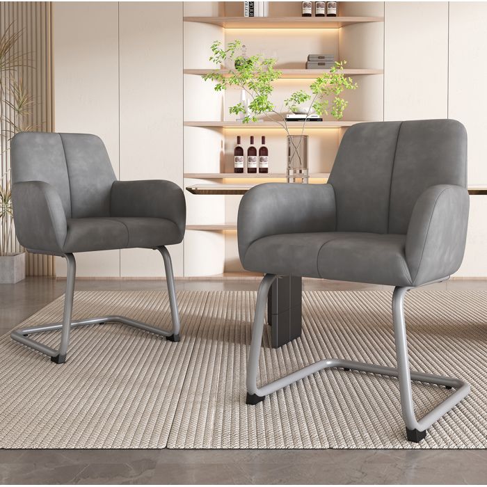 Chaise de salle à manger. chaise de bureau. fauteuil. rembourré. structure en métal. gris. 2 pièces
