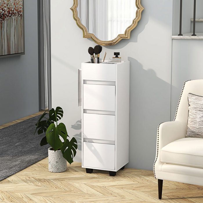 Meuble de salle de bain - AKOZON - 9926 - 4 compartiments - 3 tiroirs - Porte-serviettes