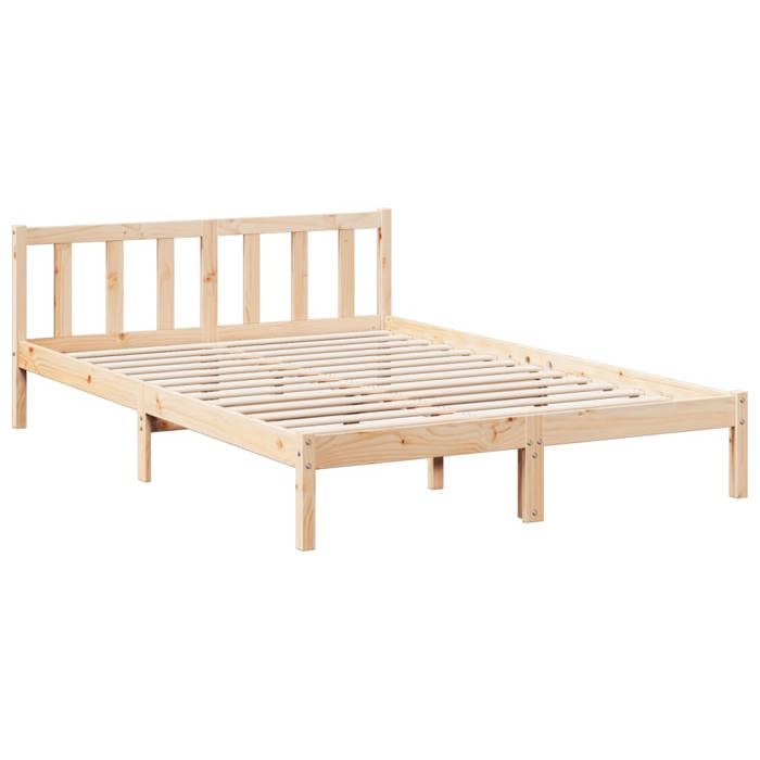 (En Promotion)Lit 2 PERSONNES 160x210cm Cadre de lit Contemporain extra long sans matelas 160x210cm bois massif pin L572206