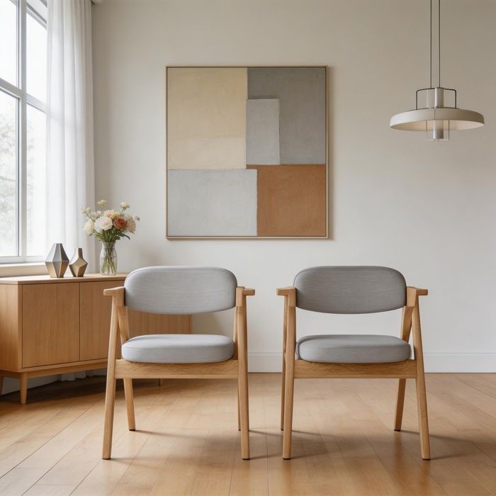 Sièges pour salle à manger - Pliable bois - Bois massif - Assise lin respirant - Accoudoirs ergonomiques