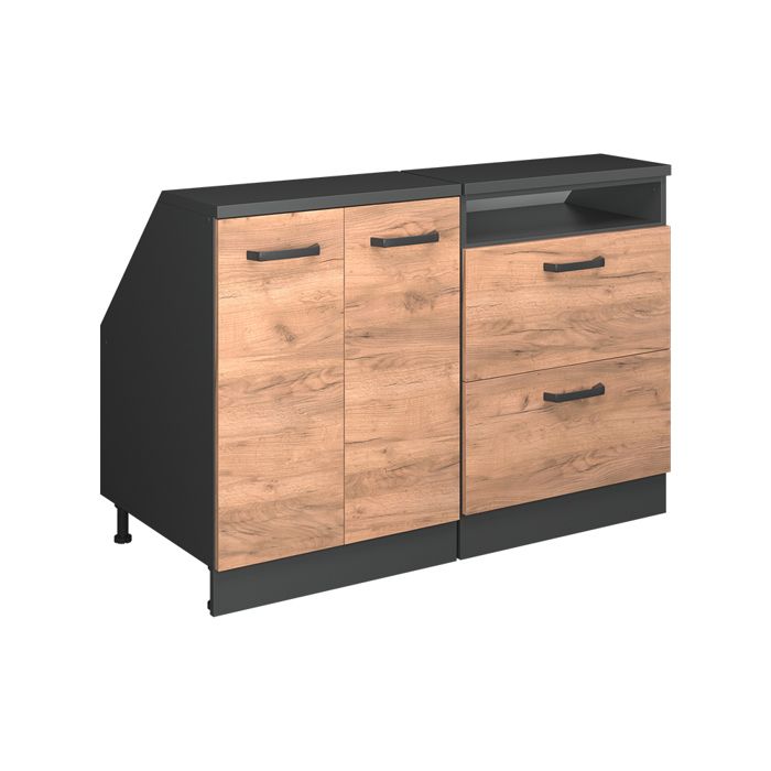 Meuble sous pente R-Line 120cm Lot de 2 caissons 60 cm de profondeur Chêne de force doré/Anthracite Vicco 59940