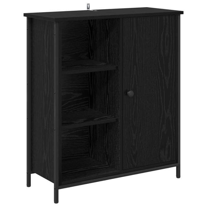 Buffet bas séjour{1 pièce}meuble de rangementdesign épuré Chêne noir 70 x 30 x 80 cm Bois dingénierie lce46j24