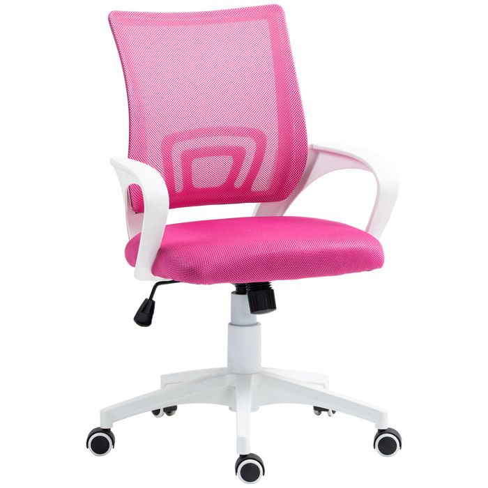 Fauteuil bureau mesh - Zephmum - pivotant hauteur réglable bascule accoudoirs charge 120kg rose