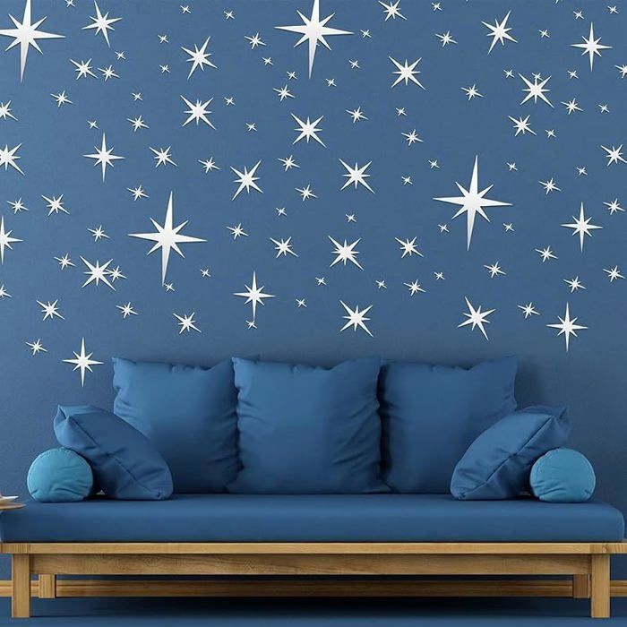 Autocollant Mural Miroir Diamant 82 Pcs - Acrylique Stickers Muraux Amovible Géométriques Argent267 STICKERS